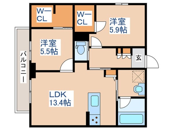 ベレオK美田園の物件間取画像